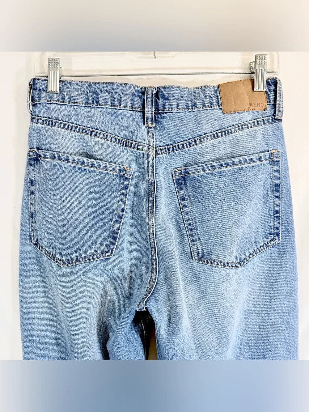 Aeropostale 90's Baggy High Rise Button Fly Straight Leg Jeans W/ Destruction - Picture 8 of 12